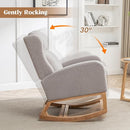 Rocking Chair Nursery, Nursing Rocking Chairs for Mom Nursery, Comfy Wingback Glider Rocking Armchair with Foot Rest and Side Pocket for Nursery Living Room Bedroom, Teddy Grey by TinyTreasures Baby Boutique