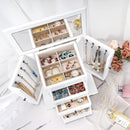 Jewelry Box for Women, Rustic Wooden Jewelry Boxes & Organizers with Mirror, 4 Layer Jewelry Organizer Box Display for Rings Earrings Necklaces Bracelets (Weathered White) by TinyTreasures Baby Boutique
