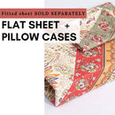 DaDa Bedding Botanical Cranberry Sage Chevron Floral Flat Bed Sheet w/ Pillowcases (JHW-924-Flat)