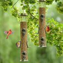 MIXXIDEA 1PK Metal Bird Feeders with 6 Feeding Ports,Tube Bird Feeder with Steel Hanger,Hard Plastic Wild Bird Feeder for Outdoors Hanging, Attracting Birds in Your Lawn, Garden, Balcony–Bronze by CozyNest Decor