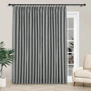 Macochico 100”Wx96”L Pinch Pleated 100% Blackout Linen Curtains Thermal Sliding Curtains for Bedroom Living Room Sliding Glass Door Farmhouse Shabby Chic Mid Grey Drapery with Tieback 1 Panel by CozyNest Decor