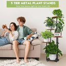 TOSKING 5 Tier Metal Plant Stand Indoor， Plant Shelf, Corner Shelf Flower Pot Stand for Outdoor Plant Stand for Living Room Balcony Garden Patio Bedroom (Black and Brown, 42in) by GreenHaven Gardens