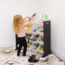 Humble Crew Kids Toy Storage Organizer with 12 Plastic Bins, Espresso/White – Removable Bins for Playroom, Bedroom, Toddler Furniture for Boys and Girls Ages by TinyTreasures Baby Boutique