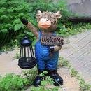 Solar Garden Statues -Highland Cow Lantern Outdoor Handmade Resin Statue with LED Light, and Welcome Holder for Patio, Yard, Gift Ideas (cow2) by CozyNest Decor
