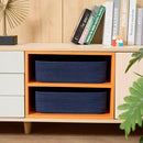 Large Shallow Organizing Baskets 15x11x5.1 Inches - Rope Woven Storage Bins for Bathroom, Shelves, Cube Closet, Navy Blue 2 Packs by CozyNest Decor