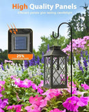 Otdair Solar Lanterns Outdoor Waterproof, 2 Pack 14" Solar Lantern with Glass Retro LED Flickering Flameless Candle,Lanterns Decorative Outdoor for Gift, Yard, Garden, Patio, Balcony,Porch, Party by CozyNest Decor