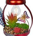 Alpine Corporation LYT286SLR-HH Solar-Powered Metal Rooster w/Garden Enclosed LED Light Decor, Solar Patio Decor, 16''H, Red by GreenHaven Gardens