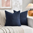 Fancy Homi 2 Packs Navy Blue Decorative Throw Pillow Covers 18x18 Inch for Living Room Couch Bed, Rustic Farmhouse Boho Home Decor, Soft Corss Corduroy Patchwork Textured Square Cushion Case 45x45 cm by CozyNest Decor