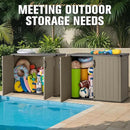 Greesum Outdoor Horizontal Storage Sheds 27 Cu.ft Resin Large Storaged Box Weather Resistance, Without Shelf, Easy to Assemble, Prefect for Garden, Patios, Backyards, Beige by GreenHaven Gardens