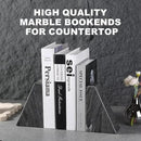 Marble Bookends for Heavy Books, Decorative Book Ends for Shelves, Titanium Black Stone Durable and Heavy-Duty Book Ends for Hardback Books & CDS, Unique Book Stopper & Holder, Set of 2 by CozyNest Decor