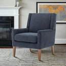 COLAMY Modern Wingback Living Room Chair, Upholstered Fabric Accent Armchair, Single Sofa Chair with Lounge Seat and Wood Legs for Bedroom/Office/Reading Spaces, Blue by CozyNest Decor