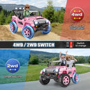 Hikole 24V Ride on Toys for Kids - 4WD/2WD Switchable 2 Seater Kids Electric Car with 4x200W Motors, Remote Control, 3 Speeds, LED Lights, MP3 Player, Safety Belt, Gift for Girls, Pink by TinyTreasures Baby Boutique