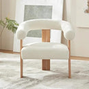 VKNOW Accent Chairs Set of 2, Modern Upholstered Living Room Chair Armchair with Solid Wood Legs, Comfy Barrel Arm Chairs for Living Room Bedroom, Cream by CozyNest Decor