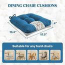 puredown® Chair Cushions for Dining Chairs, Tufted Memory Foam Chair Pads with Non-Slip Backing, Kitchen Seat Cushions with Ties, Washable Seat Pads Set of 4, 15.5" x 15.5" x 4", Navy by CozyNest Decor