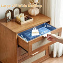 LEYAOYAO Boho Rattan Coffee Table and End Table Sets, 48" Wide Center Tables & 23" Night Stand with 3 Drawers, Brown Wood Coffee Table for Living Room 2 Piece Set by CozyNest Decor