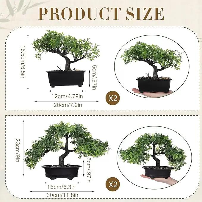 Jexine 4 Pack Artificial Bonsai Tree, Indoor Small Fake Plants in Pots for Home Table Office Desk Bathroom Shelf Bookshelf Bedroom Living Room Farmhouse Decorations, photo 3 of 7