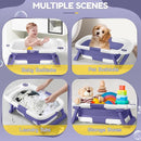 Collapsible Baby Bathtub,Baby Bath Tub with Thermometer & Soft Cushion,Baby Bathtub for Newborn to Toddler 0-36 Months,Portable Travel Baby Tub with No-Slip Feet,Baby Shower Gifts,Lavender by TinyTreasures Baby Boutique