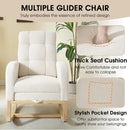 NIOIIKIT Modern Nursery Rocking Chair, Teddy Upholstered Rocking Chair with Footrest, Comfortable Rocker Chair with Side Pocket, Rocker Chair for Living Room, Bedroom, Nursing Room (White) by TinyTreasures Baby Boutique