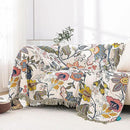 Snycler Boho Throw Blanket for Bed, 100% Organic Cotton Muslin Soft Throw-Floral Farmhouse Rustic Spring Summer Fall Decor Blanket for Couch Sofa Quilt and Gift, 60" x 80" White by CozyNest Decor
