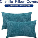 CaliTime Throw Pillow Covers Decorative 12 X 20 Inches Pack of 2 Cozy Chenille Cushion Cases for Couch Sofa Bed Living Room Home Ocean Blue by CozyNest Decor