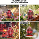 Glass Hummingbird Feeder for Outdoors Hanging, 26Oz Bird Nectar Feeder with Perch & 5 Flower Feeding Ports, Leak Proof for Outside Garden Decor Backyard, Gifts for Women Mom, Red by GreenHaven Gardens