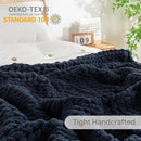 Chunky Knit Blanket Throw, 100% Hand Knit Throw Blanket Handmade Chenille Cable Knit Throw for Couch, Stylish Cozy Soft Rope Knot Crochet Blanket for Home Decor, Navy Blue, 50x60 Inches by CozyNest Decor