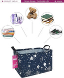 Rectangular Storage Basket Fabric Organizer Bin for Toys,Books,Clothes,Gifts,Pets-Perfect for Home,Office,Nursery,Dorm,Shelf(Rec-Blue star ) by TinyTreasures Baby Boutique