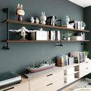 Industrial Pipe Wall Shelves Pipe Shelving with Real Wood Plank,70 Inches Floating Shelves for Wall Farmhouse Pipe Book Shelves Dark Brown 2 Tier for Kitchen,Living Room Decor and Bar Shelving by CozyNest Decor