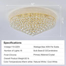 18-Light 32 inch Large Crystal Chandelier Flush Mount Ceiling Light Fixture for Living Room Dining Room Bedroom Foyer Entryway Gold Finish by CozyNest Decor