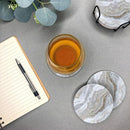 Emerson Coasters for Drinks Absorbent – Natural Stone Drink Coasters Set with Holder, Coasters for Coffee Table, Wooden Tabletop Protection Marble Style – 100% Heavy Duty Set of 6 (Sky) by CozyNest Decor