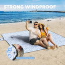 ZAZE Beach Blanket Picnic Blankets Waterproof Sandproof with Stakes, Thick 3-Layer 80 * 80 Oversized Mat, Extra Large Big Machine Washable, Foldable Accessories Outdoor Camping Park (Blue White) by TinyTreasures Baby Boutique