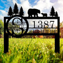Personalized Custom Bear Wildlife Decor with Metal Stake - Address House Number Name Sign for Farmhouse, Yard, Camping by CozyNest Decor