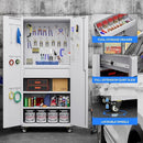 Metal Garage Cabinet with Wheels,71''H Rolling Lockable Steel Tool Cabinet with Pegboard & Drawer for Garage,Home,Office Assembly Required,White by GreenHaven Gardens