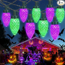 Extendable Purple and Green 2PK 100 LED C9 Halloween Lights Indoor Outdoor Waterproof, 98FT Super Bright C9 String Lights 13 Modes with Timer for Tree Patio Party Garden Halloween Decorations by CozyNest Decor
