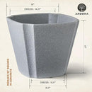 ARBORA 16" Monaco Square Polyresin Indoor and Outdoor Planter with Stone Blend Concrete Gray Finish - Durable, Weatherproof, Lightweight, Large Plant Pot for Patio, Garden, Deck, Entryway by GreenHaven Gardens