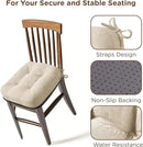 Codi 6 Pack Dining Chair Cushions, Thick Chairs Pads for Indoor Kitchen Room - Washable, Non-Slip Seat Cushion with Ties, 16.5"x16.5"x 3.5", Set of 6, Beige by CozyNest Decor