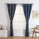 Grommets Blackout Long Window Curtains Navy Blue Gold-52W*108L 2PCS Drapes for Bedroom by CozyNest Decor