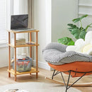 IBUYKE 3-Tier Side Table, Solid Wood Tall End Table with Storage Shelves, Nightstand Bedside Table for Living Room Bedroom Office, No-Tool Assembly, Natural UWST003N by CozyNest Decor
