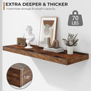 Fun Memories Floating Shelves - 2 Pack 12 Inch Rustic Wooden Wall Shelves - Extra Deeper & Thicker Wall Mounted Storage Shelf for Living Room, Kitchen, Farmhouse - 36" W x 12" D x 1.8" H - Brown by CozyNest Decor