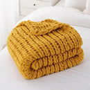 Battilo Chunky Knit Throw Blanket, Soft and Thick Chenille Throw Blanket, 50"x60" Handmade Cable Knit Crochet Blanket, Large Rope Knot Throw Blankets for Couch Sofa Bed Home Decor, Mustard by CozyNest Decor