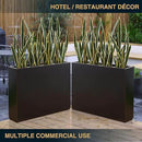 Metallic Heavy Planter for Outdoor Plants, 38Lx10Wx30H Inches Tall and Long Metal Divider Planter Box with Hand Brushed Gold Edge for Outside & Indoor, No Assembly (Black) by GreenHaven Gardens