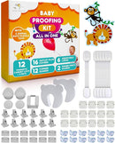 Baby Proofing Kit 67pcs All in One Includes Magnetic Cabinet Locks for Baby Proofing, Corner Bumper Protectors, Child Safety Strap Locks, Power Point Outlet Covers, Finger Pinch Guards & Bath Toys by TinyTreasures Baby Boutique
