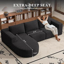 Modular Sectional Sofa with L-Shape Chaise,Cloud Sectional Modern Sleeper Couch with Deep Seat,Sponge Compression Sofas No Assembly Required (Black-Sherpa Fabric) 1PCS by CozyNest Decor