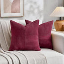 Fancy Homi 2 Packs Burgundy Samll Decorative Throw Pillow Covers 14x14 Inch with for Couch Bed Sofa, Rustic Farmhouse Boho Home Decor, Soft Corss Patchwork Corduroy Square Cushion Case 35x35 cm by CozyNest Decor