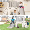 YUFU 8 in 1 Toddler Slide Set, Kids Slide for Toddlers Age 1-3, Toddler Playset with Climber, Basketball Hoop and Ball, Outdoor Indoor Playground for Toddlers 1-3 (Beige+Gray) by TinyTreasures Baby Boutique