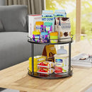 Lazy Susan Organizer 2 Tier - 12.4" Turntable Spice Rack for Table Top, Wooden Rotating Lazy Susan for Cabinet Pantry Kitchen Countertop Dining Table Cupboard Bathroom Vanity Storage(Black) by CozyNest Decor