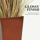 WORTH Garden 25" Large Metal Glazed Planter Set of 2, Luxurious Glossy Finish Red Tall Square Tapered Steel Plant Pots, Decor Flower Pot Indoor & Outdoor, Drainage Hole & Dual-Purpose Plant Saucer by CozyNest Decor