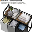 Laundry Hamper, Laundry Basket, Laundry Sorter with 3 Removable Bags, Clothes Basket with 3 Compartments, Wheels, Shelf for Laundry Room Bathroom Bedroom (3 Bags-Black Grey White) by CozyNest Decor