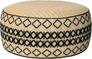 Outdoor Inflatable Ottoman with Air Pump, Embroidery Patio Footrest Stool D21”x H9”, Round Pouf Ottoman with Portable Handle Suitable for Garden, Camping, Bedroom, Living Room by CozyNest Decor
