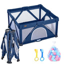 Baby Playpen Foldable, Playard for Babies and Toddlers, Portable Playpen Activity Center with 50 Balls+2 Handles for Travel, Indoor & Outdoor Play Pen with Mesh 59''x71'' by TinyTreasures Baby Boutique